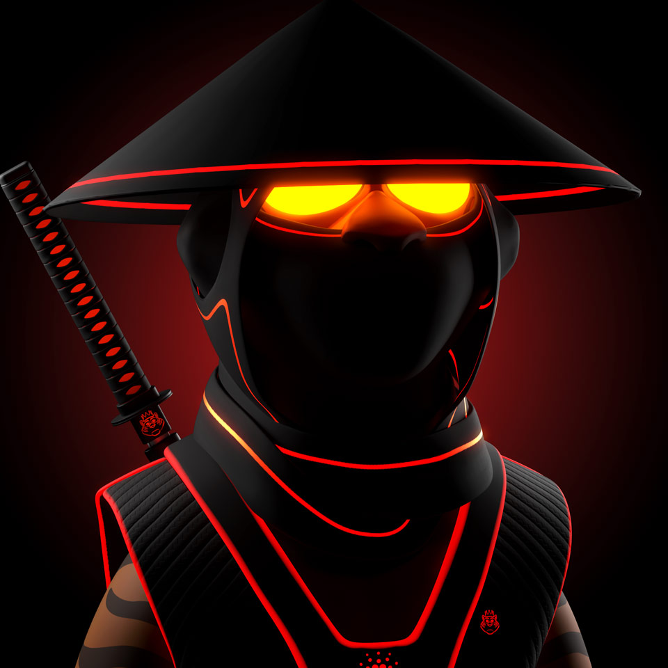 Dark Samurai - legendary 3D Tiger NFT on Cardano by thillustrator